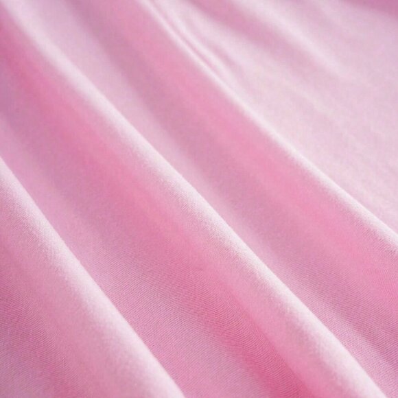 Pink Casual Women's Solid Color Pleated And 3D Flower Decorated Strapless Dress - Picture 3 of 6